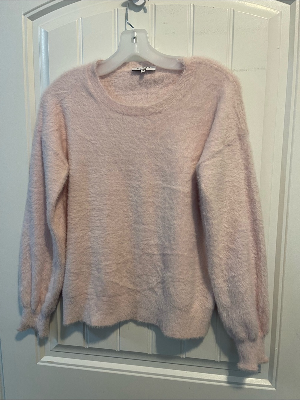 Women's Soft Plush Crewneck Sweater - Light Blush - Fuzzy - Coquette Romantic xs